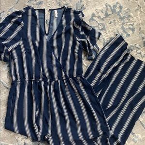 Navy & White Striped Jumpsuit!